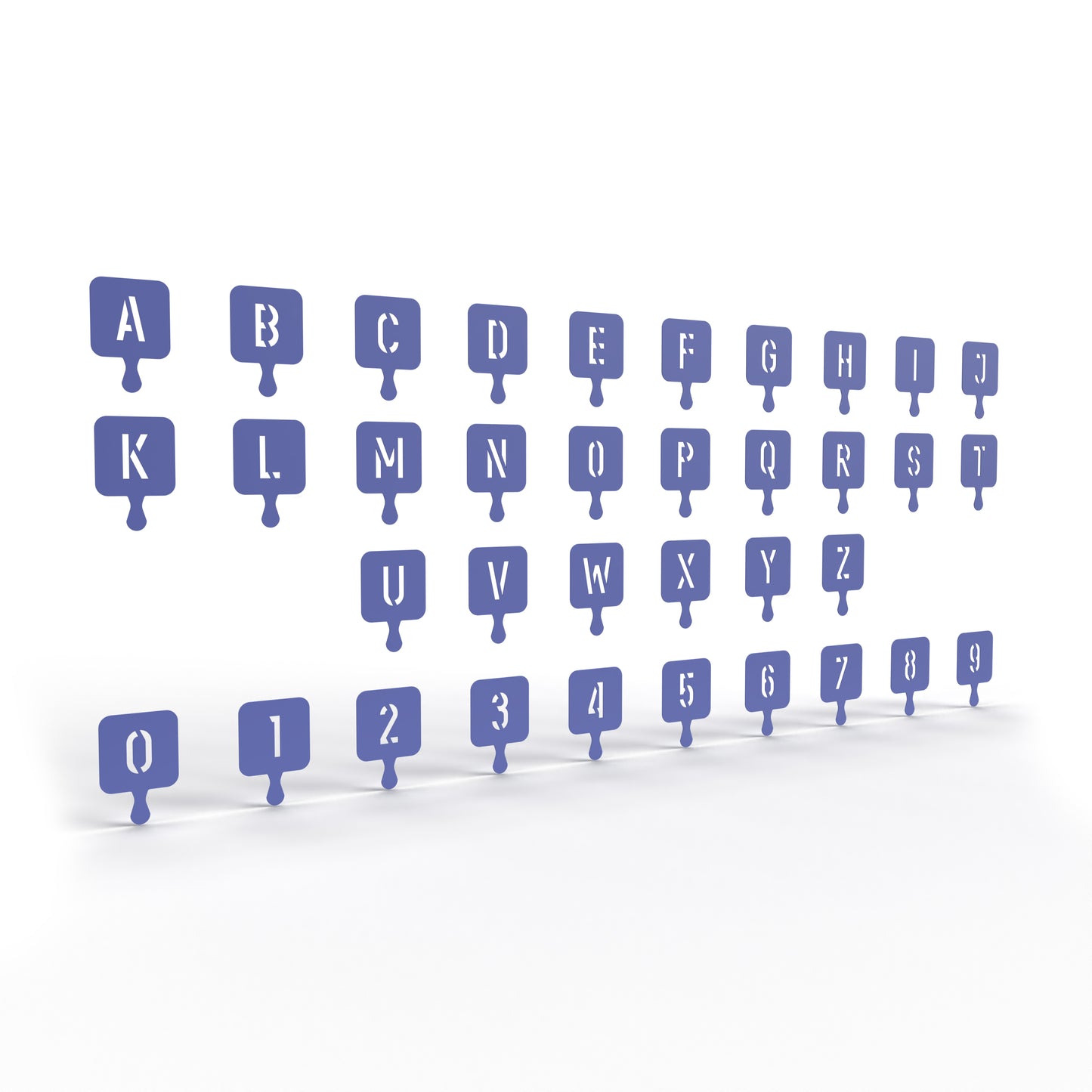 3D Printable Stencil Alphabet Letters And Numbers Bundle (36 Pcs)