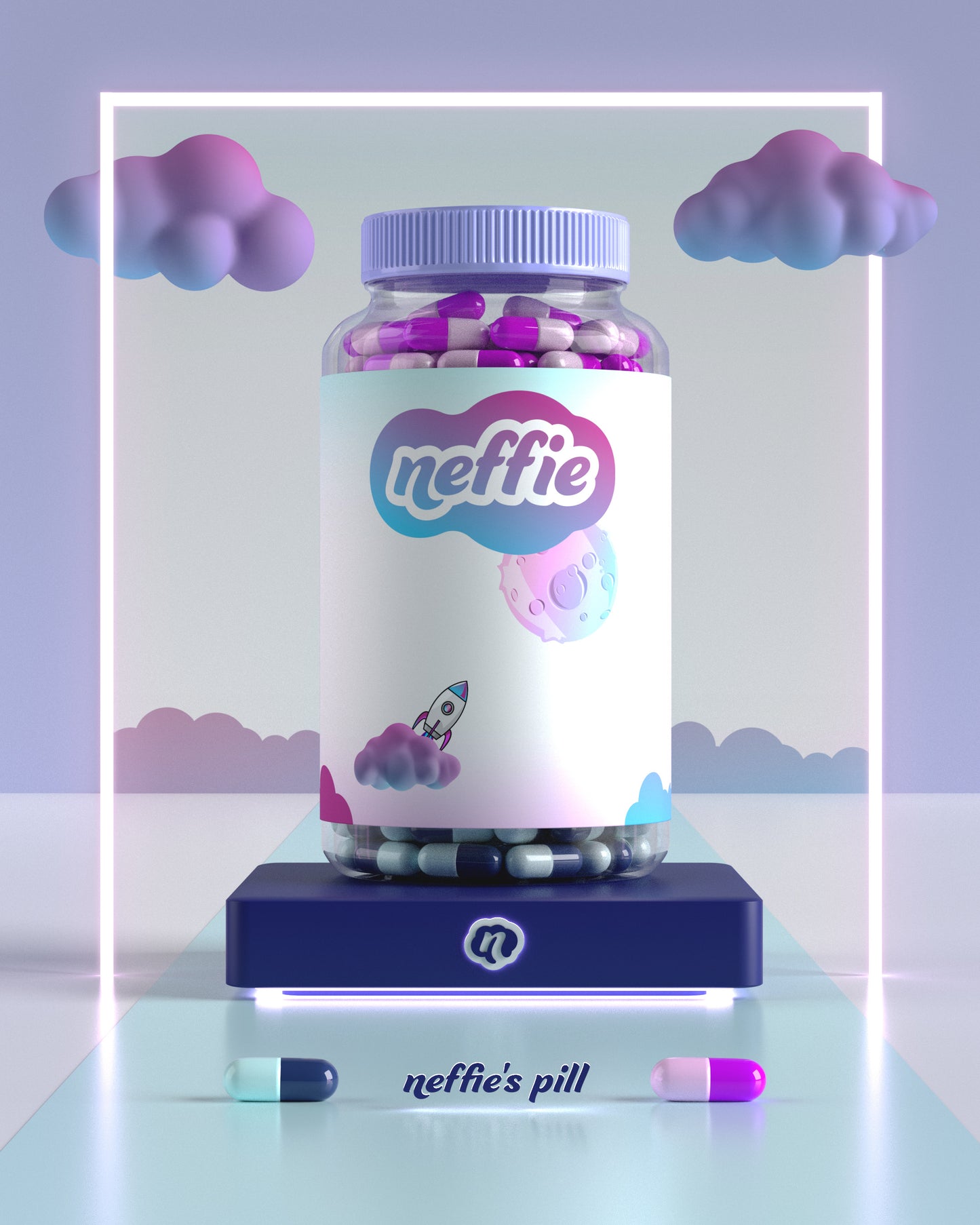 3D Pill Supplement Bottle Template-Mockup