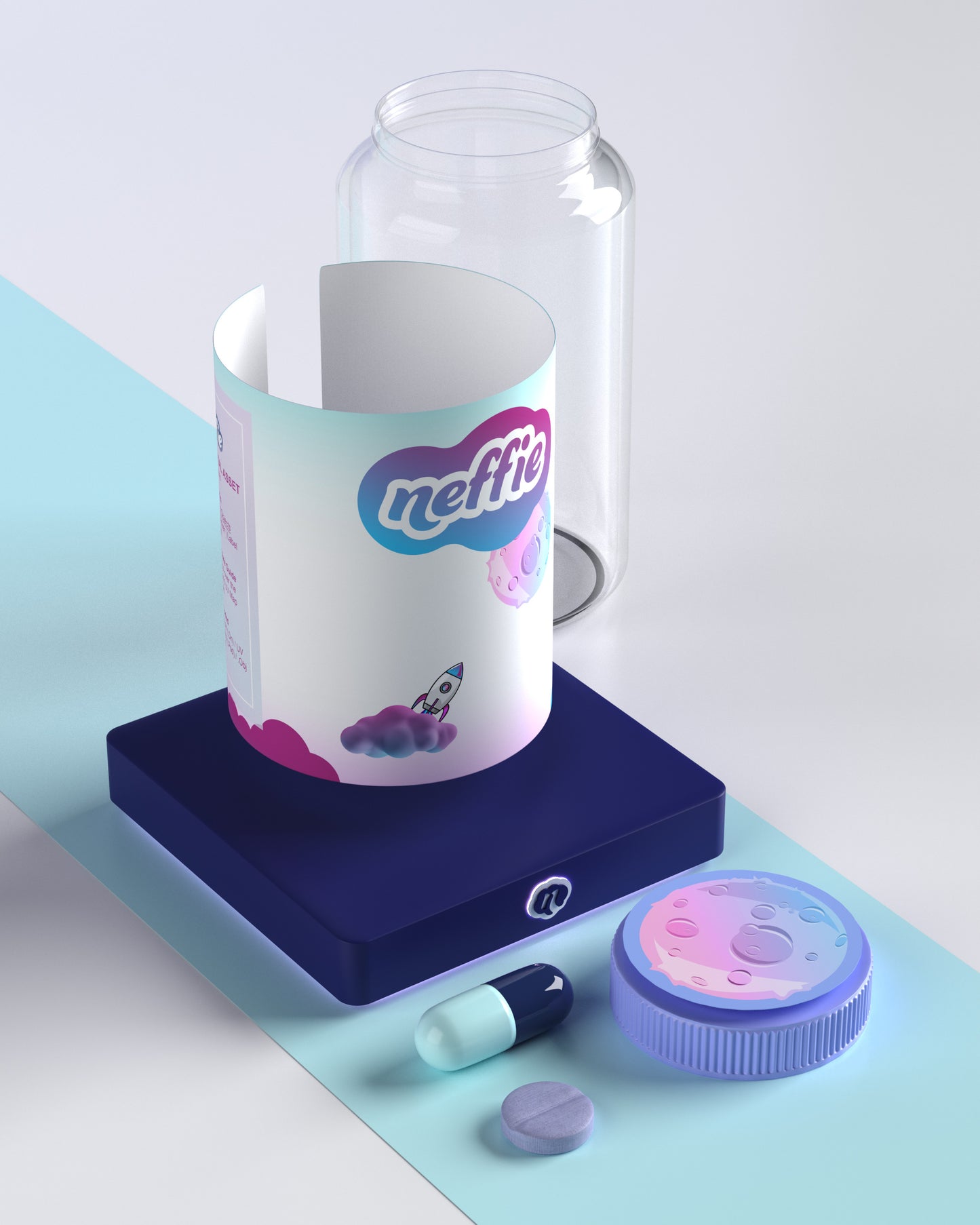 3D Pill Supplement Bottle Template-Mockup