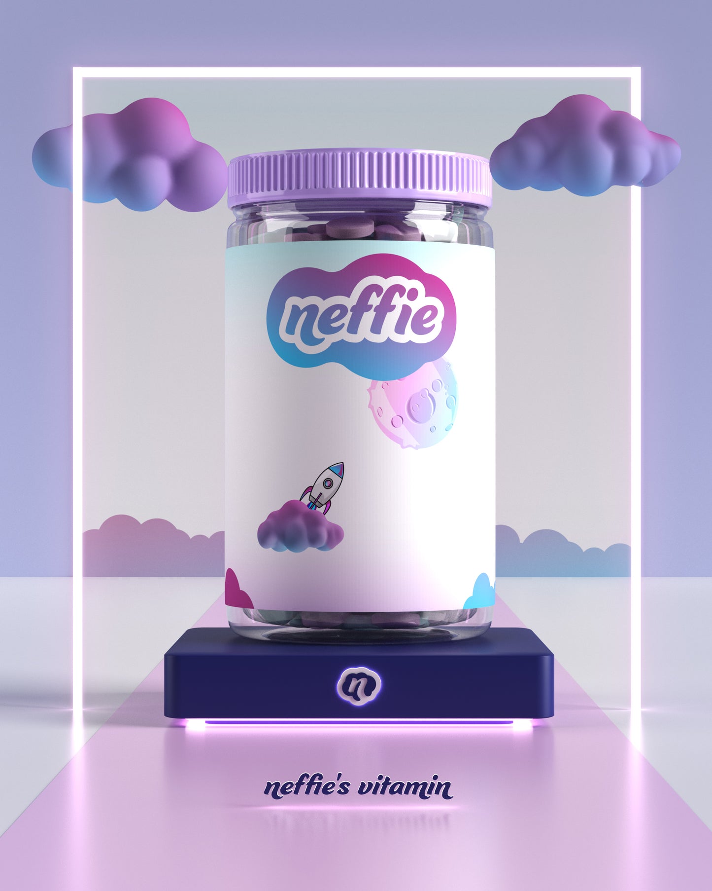 3D Vitamin Bottle Template-Mockup