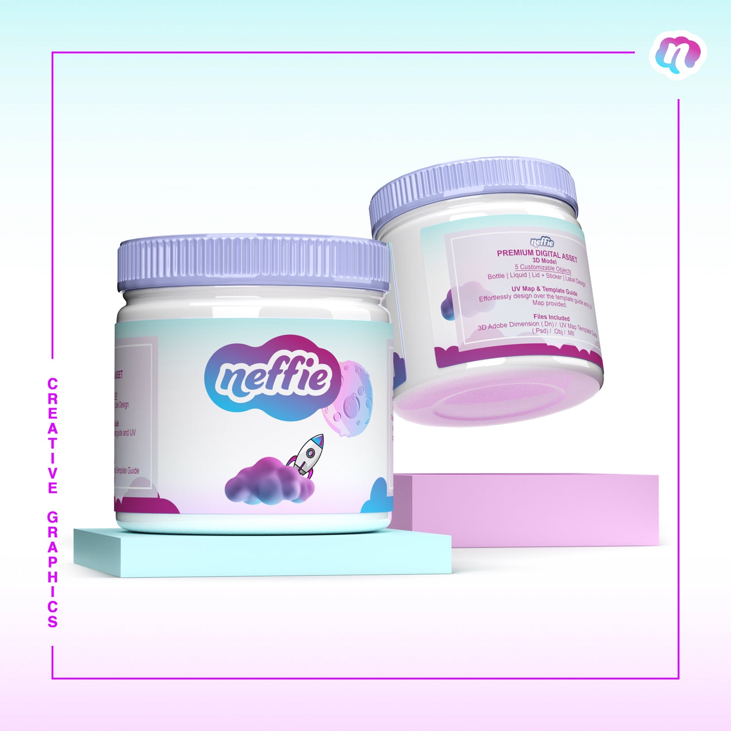 3D Jelly Bottle Template-Mockup