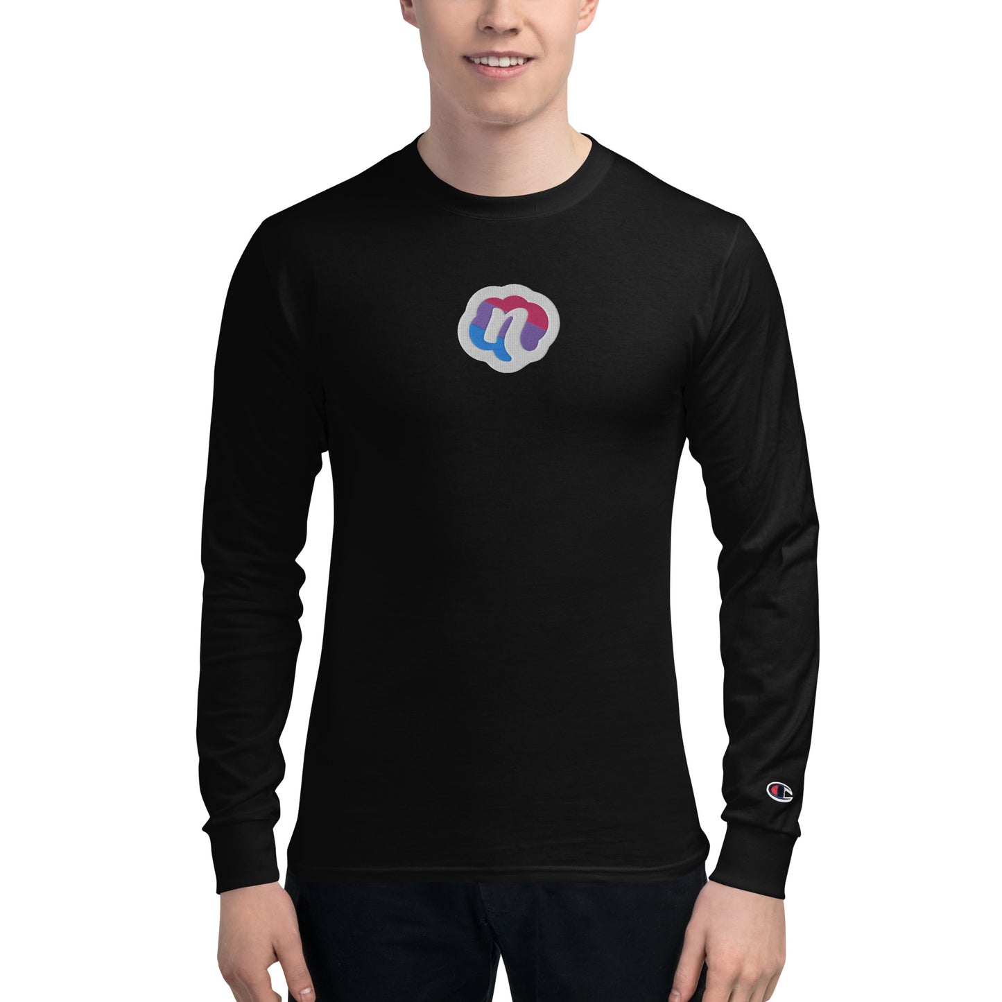 Neffie Men's Champion Long Sleeve Shirt With Embroidered Logo