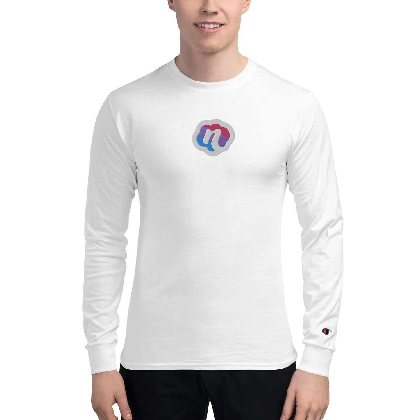 Neffie Men's Champion Long Sleeve Shirt With Embroidered Logo