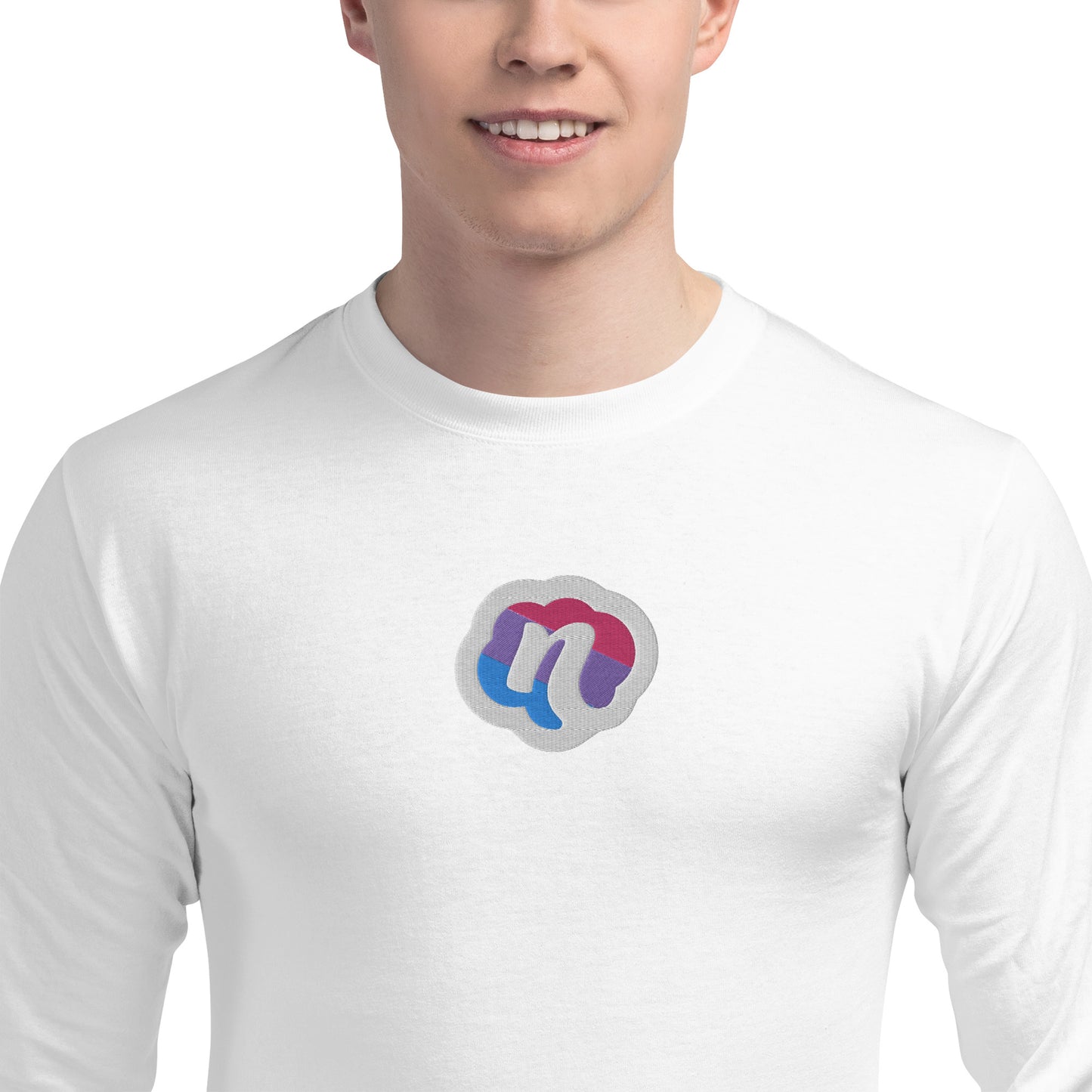 Neffie Men's Champion Long Sleeve Shirt With Embroidered Logo